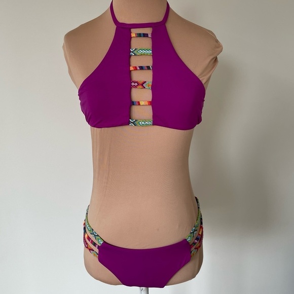 Isabella Rose Besties Friendship Strap High Neck Halter Maui 2 Piece Bikini Sz S - Picture 1 of 10